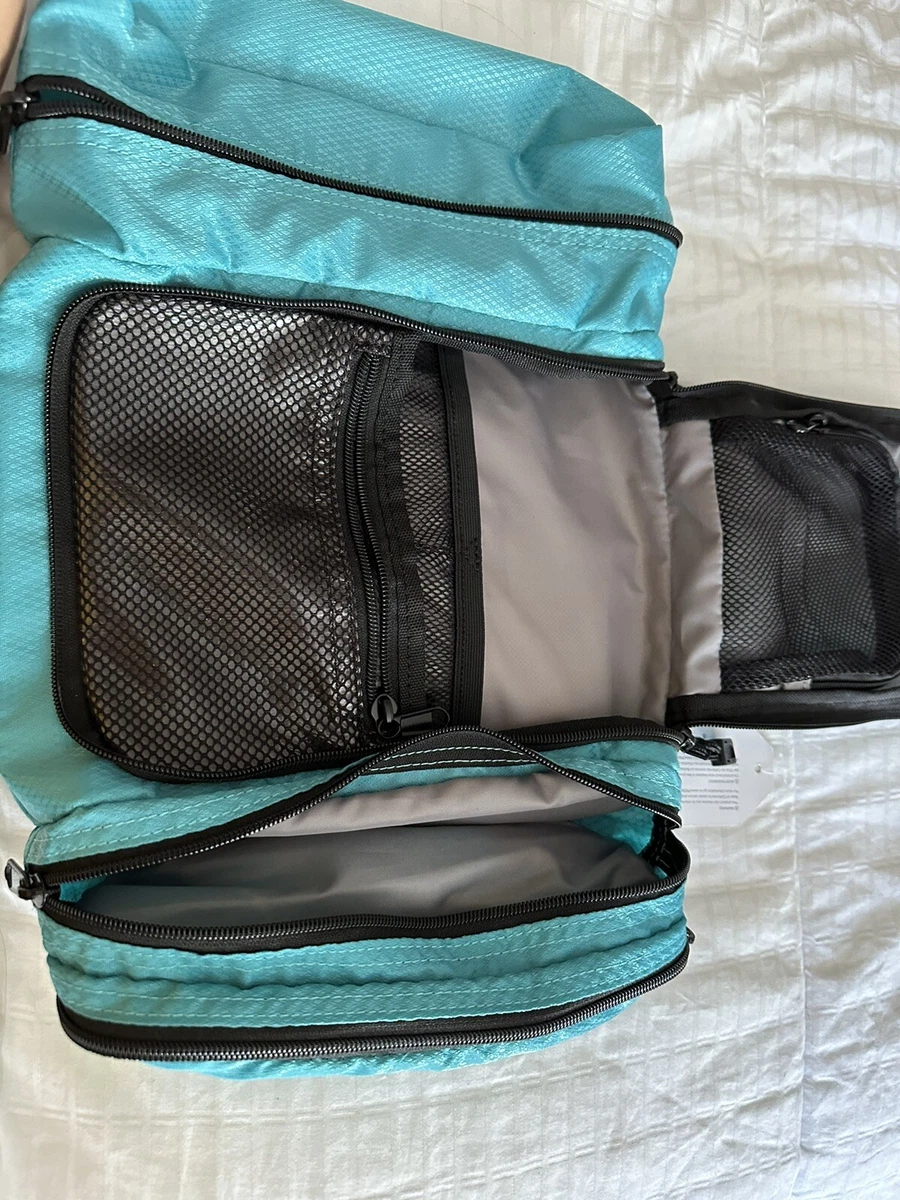 EBags Pack-it-Flat Blue Hanging Toiletry Kit Cosmetics Bag Large Zip Lined  Cube | eBay