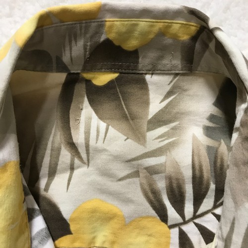 Hawaiian Shirt Yellow Tan Tropical Flowers Leaves Men's Size XL - Picture 4 of 9
