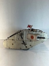 Vintage 1930s Marx Tin Litho Wind-Up Doughboy Tank Silver Works