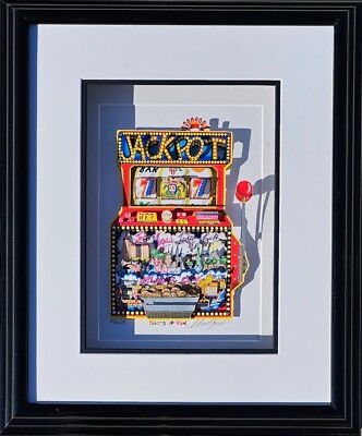 Charles Fazzino Slots Of Spaß 3D Kunst Unterzeichnet 24/500DX Gerahmt Vegas