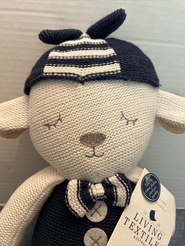 LIVING TEXTILES KNIT BABY BOY GIRL RATTLE BABY LAMB PLUSH DOLL FIGURE LOVEY TOY - Picture 2 of 10