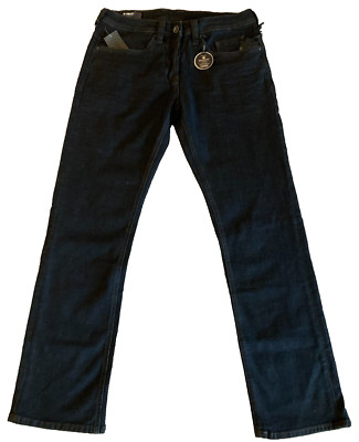 Men's BUFFALO Dark Indigo Blue Jeans 42x32 NWT NEW Slim Straight Stretch EVAN-X