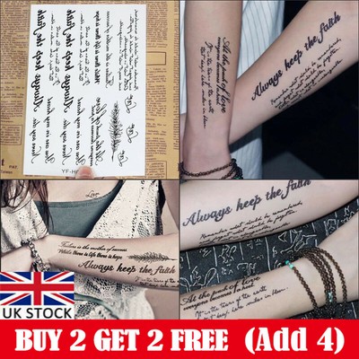 Women Punk Temporary Tatto English Word Body Art Fake Men Tatoo Sticker Gift R Ebay