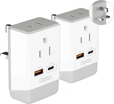 Ceptics US to UK Ireland UAE Kenya Hong Kong Plug Adapter 2Pack Type G AP-7
