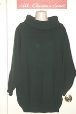 VINTAGE Womens 80s Sweater Turtleneck Cowl Forest Green USA Washable ONE SIZE