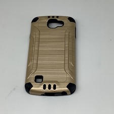 Funda de teléfono LG Spree Optimus Zone 3 VS425 K4 delgada a prueba de golpes de combate cepillada dorada