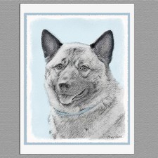 6 Norwegian Elkhound Dog Blank Art Note Greeting Cards