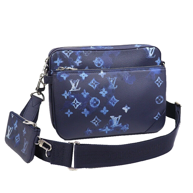 LOUIS VUITTON M57840 Trio Messenger Ink Watercolor Blue Bag Ex++ 231018T s l1200