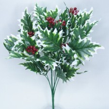 18 Inch Holly Bush w/ Berries Variegated Artificial Silk Centerpiece 50650676