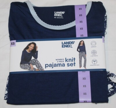 New LANDS END ladies pc knit pajama set Size XS