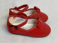 Vintage Lullaby Red Faux Velveteen Baby Shoes Sz 0 14555 Estate Sale