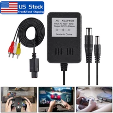 AC Adapter Power Cord & RCA AV Cable Bundle For SNES Super Nintendo Game System
