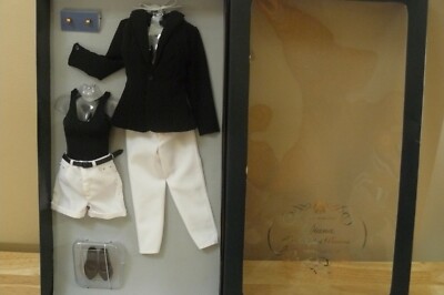 Franklin Mint Princess Diana Vinyl Doll Casual Black/White Ensemble W COA