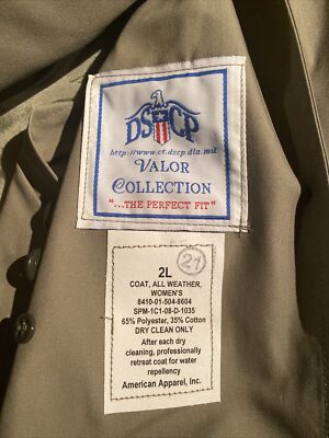 USMC MARINES ALL WEATHER PEWTER TRENCH WOMEN'S SIZE 2 LONG COAT