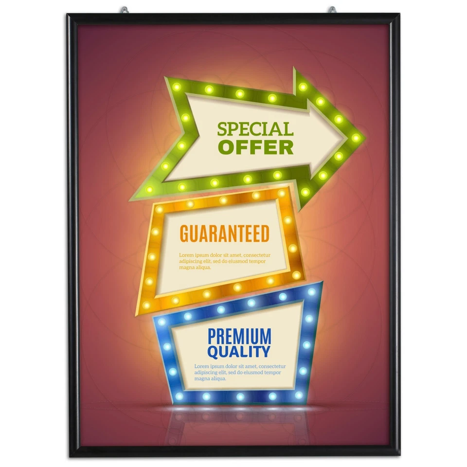 Portable Snap Poster Frame 1" Aluminum Front Loading Wall Mount 36x48 Black - Image 2 of 4