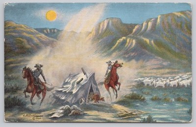 Postcard Art Range Feud by L H Dude Larsen c1940 72R