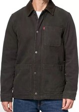 Levi's Men's Cotton Canvas Chore Olive Coat Jacket Size XL, Corduroy Collar NEW