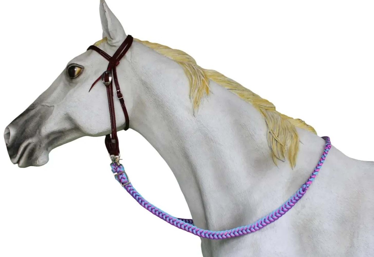 RD 60792 Rênes nouées en nylon tressé pour cheval Turquoise