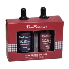 Ben Sherman Beard Duo Oil Set Pine & Cedar Pro-Growth with Castor Oil 1 fl oz ea