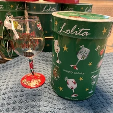 Lolita Mini Wine Holiday "Stocking Stuffer Glass Wine  Ornament “Happy Holidays”