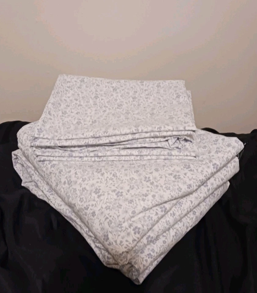 Juego completo de sábanas Ralph Lauren azul gris floral 4 piezas casa de campo en mal estado campo francés Foto 2 de 4