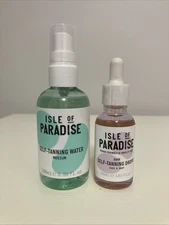Lot Of 2 Isle of Paradise Self-Tanning Drops Dark & Self Tanning Water Medium