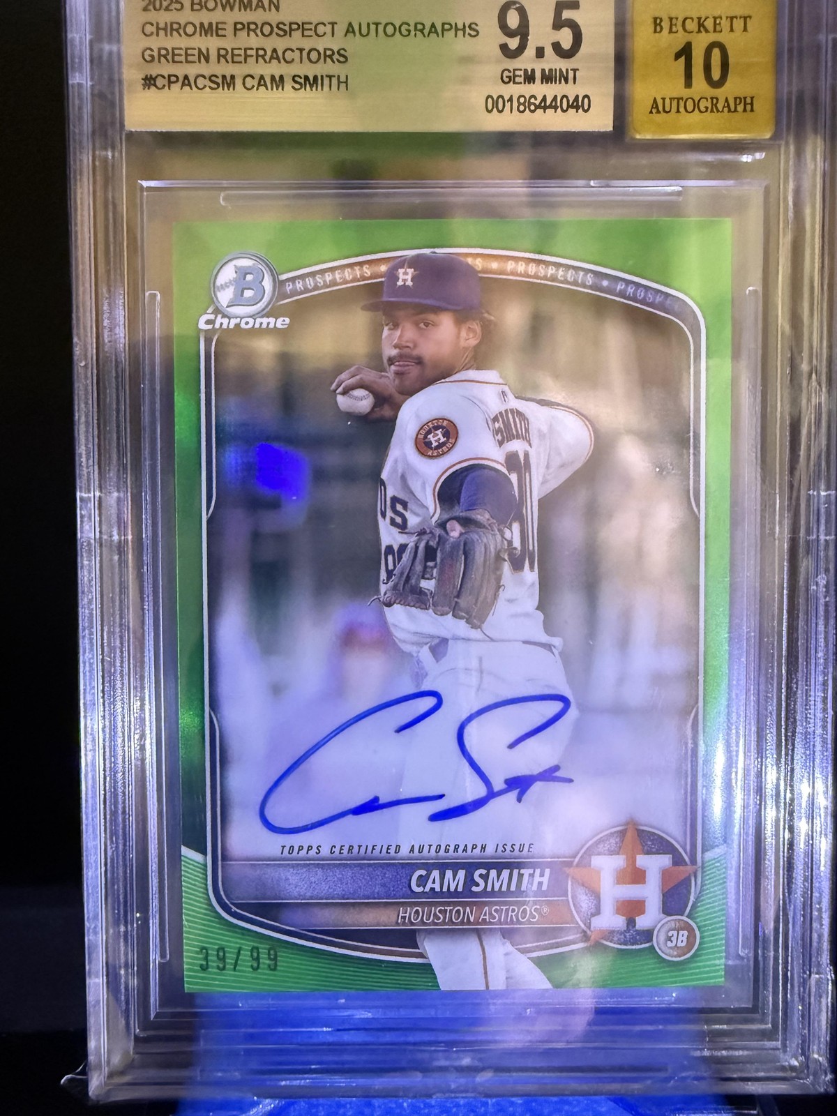 2025 Bowman #CPA-CSM Cam Smith Chrome Autographs Green Refractor #/99