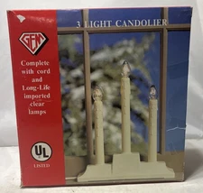 Vtg GEM 3 Light Candolier in Box - Clear Lights - Made in USA . + Bulbs.