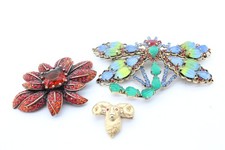 Weiss Joan Rivers Attwood & Sawyer Signed Branded Brooches Stone Set x 3