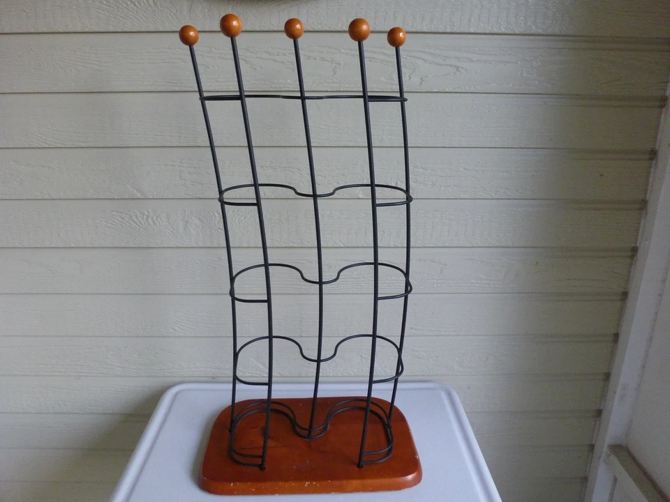 Torre de almacenamiento de CD de onda negra vintage alambre de acero estante de madera para 108 Foto 2 de 4