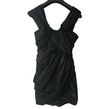 Asos Design Women's Sz 4 Ruched Gathered Black Mini Dress Event Party Dance 💃