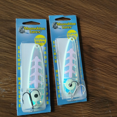 2 Moonshine Lures Standard  Salmon Trolling Spoons RV double glow hero