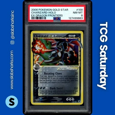 2006 POKEMON EX DRAGON FRONTIERS #100/101 CHARIZARD GOLD STAR HOLO PSA 8