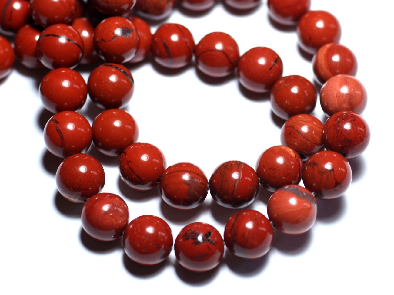 Perles pierre jaspe rouge marron 12mm pour bracelet et collier DIY