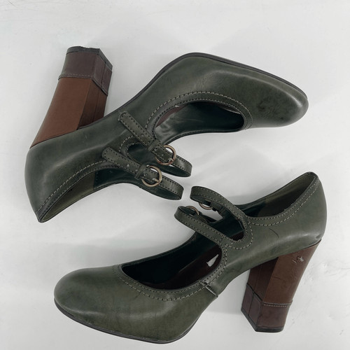 Vintage American Eagle Olive Green Double Strap Mary Jane Block Heels Size 9, Size 9, $21 - Photo 14