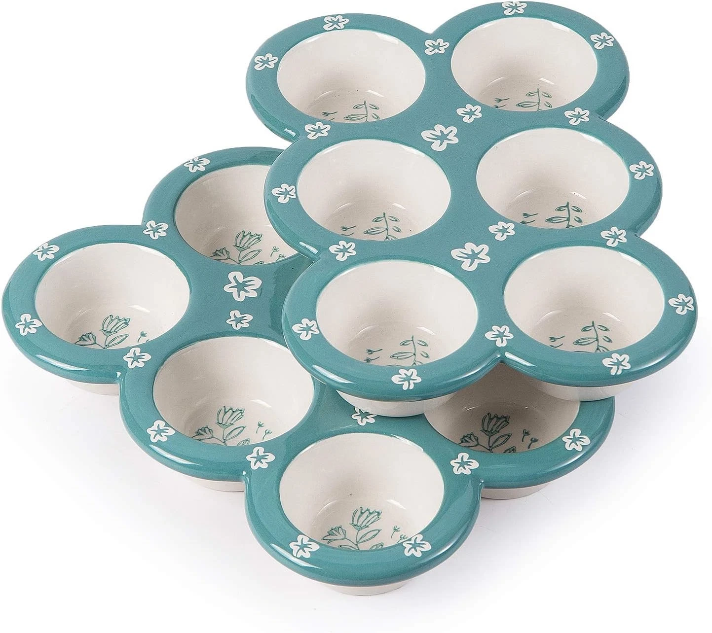 Wisenvoy Muffin Pan Cupcake Ceramic Tin 2-Piece blue green