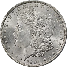 1898-P Morgan Silver Dollar PCGS MS64 Great Eye Appeal Strong Strike