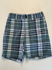 Janie and Jack Boys Size 6 Green Blue White Cotton Plaid Shorts