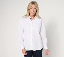 Attitudes by Renee Sz SMALL Woven Button Front Shirt with Bows WHITE A676417