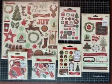 My Mind's Eye COMFORT AND JOY Chipboard, Stickers, Brads, Tags Christmas LOT