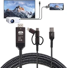 Cable Para Conectar El Celular a La TV 3 En 1 Conector Microusb C Iphone Android