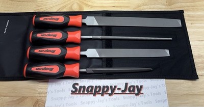 Snap-on Tools NEW ORANGE 4pc Instinct Soft Grip Mixed File Set SGHBF500AO