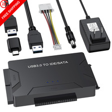 Hard Drive Reader USB 3.0 Type C to SATA IDE Adapter, Data Transfer Black