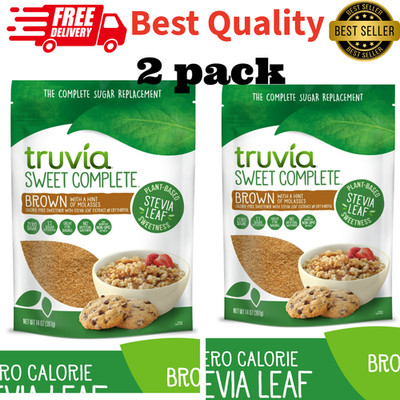Truvia Sweet Complete Brown Stevia Sweetener Hint of Molasses 14 oz 2 Pack