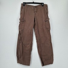 Y2K Nobo Cargo Baggy Pants Juniors Sz 15 Brown Low Rise Wide Leg Twill Grunge