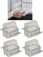 Lot of 4 Clear Transparent Bird Cage Birds Feeding  Watering Feeder Cups
