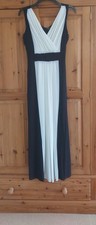 Ladies Stunning Black & Cream Maxi Dress Sz 16/ 18 