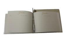 Wedding Guest Book Register Pearl White Silver Pen Set