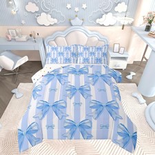 Blue Bowknot Comforter Set,Dreamy Princess Bedding Set Full Size,Girls Bedroo...