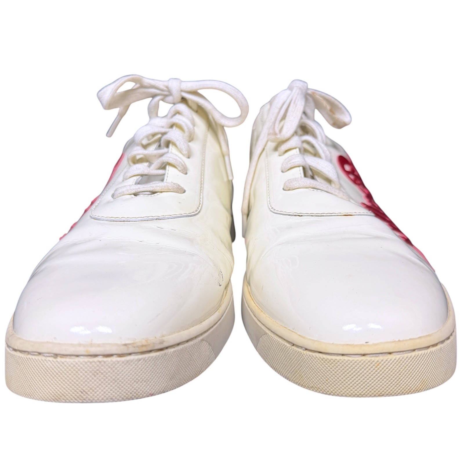 Bally White Patent Leather Men's 11 Cursive Logo Spellout Sneakers Luxury Rare image 7